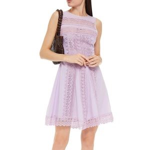 NWT XS Charo Ruiz Ibiza Ona crocheted lace-trimmed cotton-blend voile mini dress